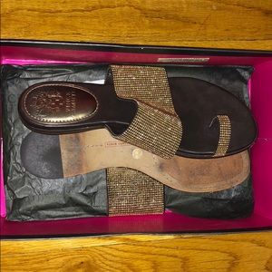 Vince Camino gold beaded sandals